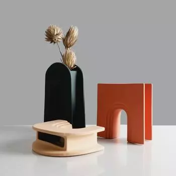 Resin Vase Geometric Arch Semicircle Flower Vase Floral Arrangement Accessories Resin Handicraft Room Decoration Accessories