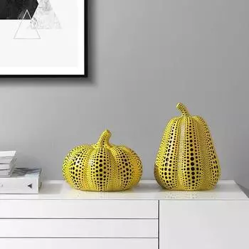 Resin Wave Point Pumpk Statue Cute Owl Statue Pumpkin Model Dot Animal Figurine Office S-B