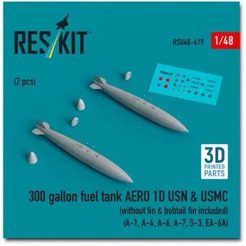 Reskit AERO 1D 300 галлонов бак US 3D принтер смола комплект 1/48 (для ВМС/Корпуса морской пехоты) (2 куска) РСКУ48-0419 (Самолет)