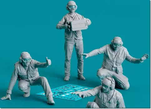 Reskit Aircraft Carrier Aircraft Maintenance Person Aircraft Left Side Pace Kit 4 Piece Resin Kit 1/32 RSKF32-0027