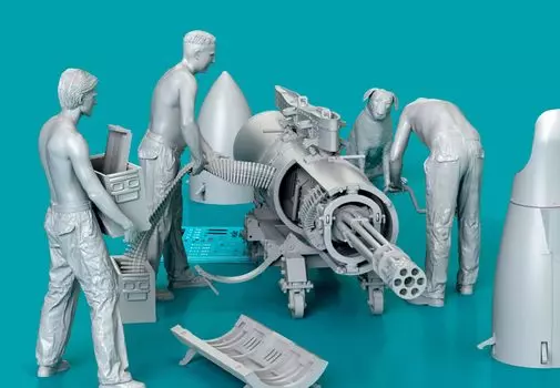 Reskit American Mechanic Gunpod Trolley 3D принтер набор из смолы 1/32 с SUU-23 и Type 1 (3 куска) РСКФ32-0049 (Самолет)