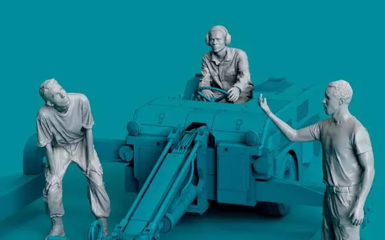 Reskit Bomb Loader Crew Type 2 3D printer resin kit 1/32 MJ-4 MHU-83 B/E (3 pieces) RSKF32-0052 (Airplane)