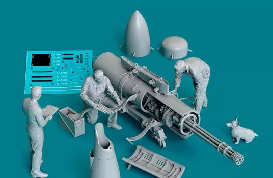 Reskit British Mechanic Gunpod Trolley 3D принтер набор из смолы 1/32 с SUU-23 и Type 1 (3 куска) РСКФ32-0050 (Самолет)