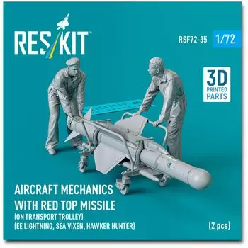 Reskit British Mechanic Top Missile Trolley 3D Printer Resin Kit 1/72 с красным и (2 куска) РСКФ72-0035 (Самолет)