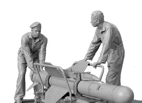 Reskit British Mechanic Top Missile Trolley 3D Printer Resin Kit 1/32 с красным и (2 куска) РСКФ32-0046 (Самолет)
