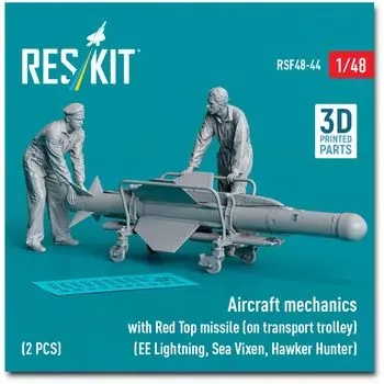 Reskit British Mechanic Top Missile Trolley 3D Printer Resin Kit 1/48 с красным и (2 куска) РСКФ48-0044 (Самолет)