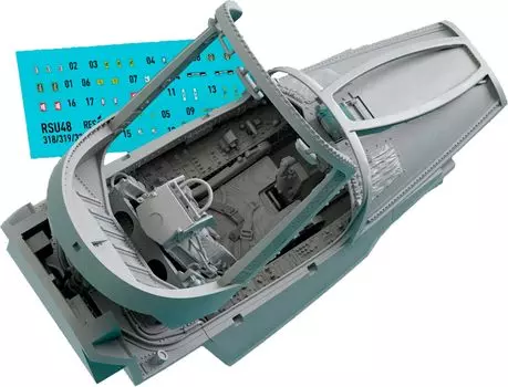 Reskit Detail Edition Cockpit 3D Molded Panel Plastic Model Parts 1/48 A-7D (For Hasegawa) RSKU48-0321