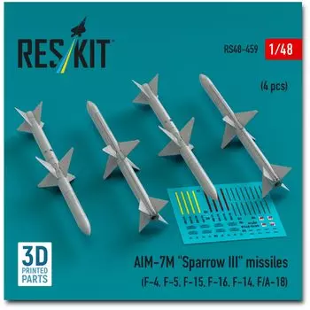Reskit Missile 3D printer resin kit 1/48 AIM-7M Sparrow III (4 pieces) RSK48-0459 (Airplane)