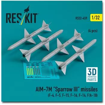 Reskit Missile 3D printer resin kit 1/32 AIM-7M Sparrow III (4 pieces) RSK32-0459 (Airplane)