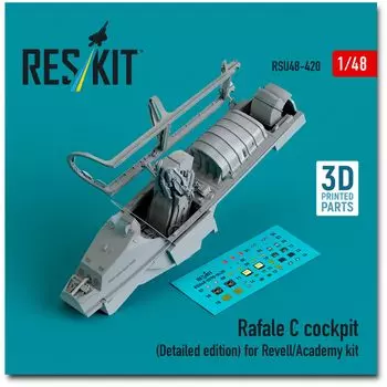 Reskit Rafale C Cockpit mold panel 3D printer resin kit 1/48 Detail Edition w/3D (for Level/Academy) RSKU48-0420 (Airplane)