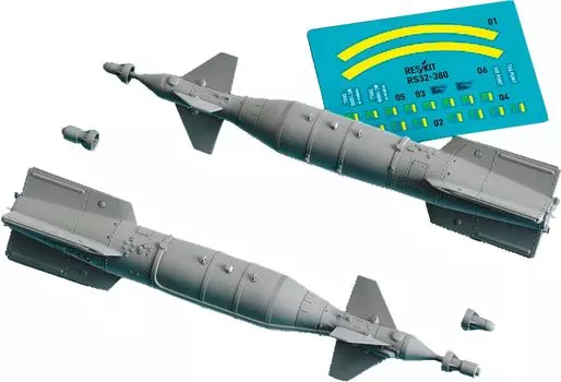 Reskit UK 1000 lb Paveway 2 Laser Guided Bomb 2 Pieces Plastic Model Parts 1/32 RSK32-0380