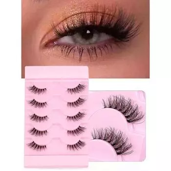 Ресницы 5 пар искусственных норковых ресниц кошачий глаз, пушистые тонкие прозрачные стебли многоразовые накладные ресницы инструменты для макияжа