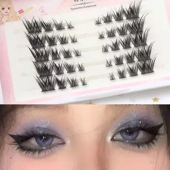 Ресницы Manga Eye Косые Летающие Накладные Ресницы Индивидуальные Кустовые Ресницы Наращивание Ресниц чёрный