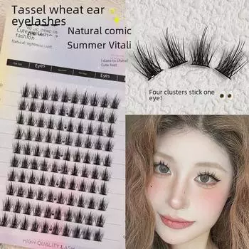 Ресницы Mengji Shangpin 10-рядные с кисточками из пшеницы — естественный мультяшный стиль для легкого, фотогеничного образа