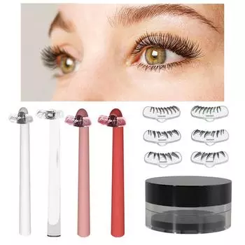 Ресницы мгновенного формирования формы, длинные палочки из 2 штук, 3 пары шаблонов накладных ресниц, с чернильной подушечкой, для создания разных стилей ресниц, 10 мл One Size бежевый