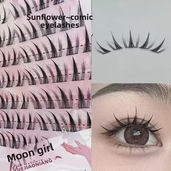 Ресницы серии Sunflower Fox от Yue Jiao Niang с натуральным черным стержнем: Толстые и тонкие фотогеничные ресницы для новичков