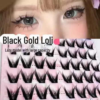 Ресницы Yue Jiao Niang Black Gold Comic Lashes — густые, драматичные, в стиле Барби, для смелого образа