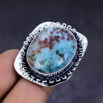 Республика Ларимар Драгоценный Камень Серебро 925 пробы Подарочное Ювелирное Кольцо Размер 6 v2M59