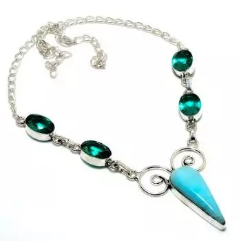 Республика Ларимар Индиколит Турмалин Драгоценный камень Подарочное ювелирное ожерелье 18 дюймов 18 синий