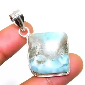 Республиканский Ларимар, драгоценный камень 925, посеребренная подвеска ручной работы, 1,70 дюйма 1.70 синий