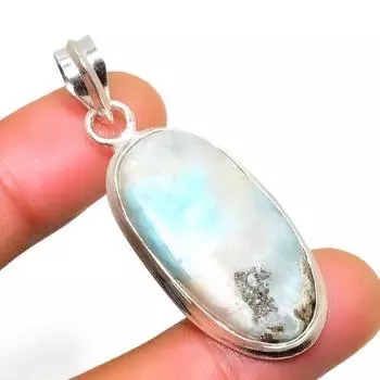 Республиканский Ларимар, драгоценный камень 925, посеребренная подвеска ручной работы, 1,89 дюйма 1.89 синий