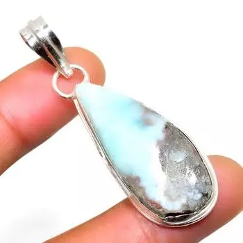 Республиканский Ларимар, драгоценный камень 925, посеребренная подвеска ручной работы, 2,08 дюйма 2.08 синий