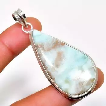 Республиканский Ларимар, драгоценный камень 925, посеребренная подвеска ручной работы, 2,27 дюйма 2.27 синий