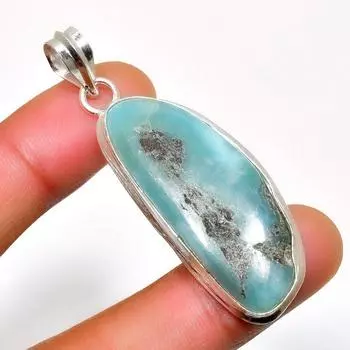 Республиканский Ларимар, драгоценный камень 925, посеребренная подвеска ручной работы, 2,08 дюйма 2.08 синий