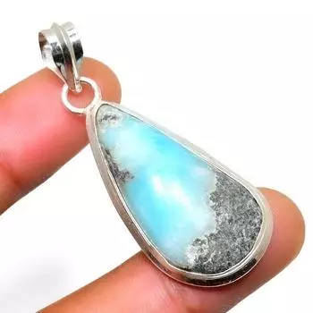 Республиканский Ларимар, драгоценный камень 925, посеребренная подвеска ручной работы, 1,89 дюйма 1.89 синий