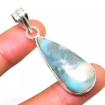 Республиканский Ларимар, драгоценный камень 925, посеребренная подвеска ручной работы, 1,89 дюйма 1.89 синий