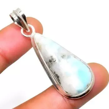 Республиканский Ларимар, драгоценный камень 925, посеребренная подвеска ручной работы, 1,89 дюйма 1.89 синий