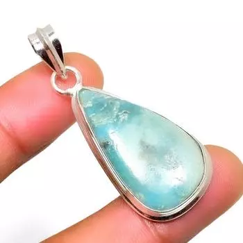 Республиканский Ларимар, драгоценный камень 925, посеребренная подвеска ручной работы, 1,70 дюйма 1.70 синий