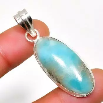 Республиканский Ларимар, драгоценный камень 925, посеребренная подвеска ручной работы, 1,70 дюйма 1.70 синий