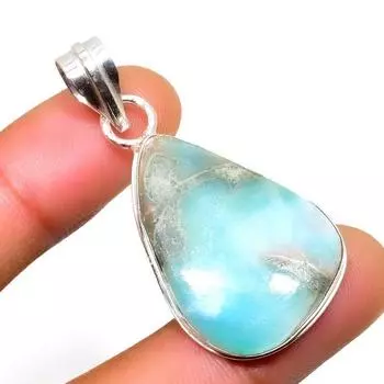 Республиканский Ларимар, драгоценный камень 925, посеребренная подвеска ручной работы, 1,70 дюйма 1.70 синий