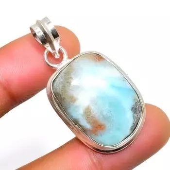 Республиканский Ларимар, драгоценный камень 925, посеребренная подвеска ручной работы, 1,51 дюйма 1.51 синий