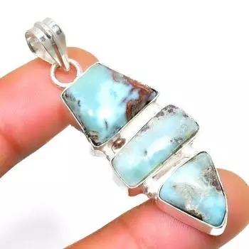 Республиканский Ларимар, драгоценный камень 925, посеребренная подвеска ручной работы, 2,08 дюйма 2.08 синий