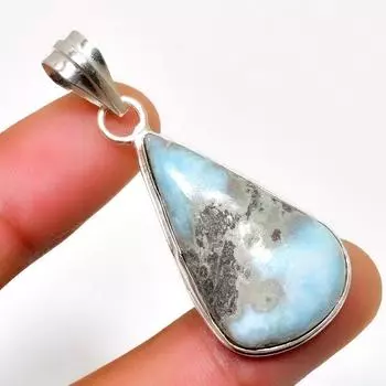 Республиканский Ларимар, драгоценный камень 925, посеребренная подвеска ручной работы, 1,89 дюйма 1.89 синий