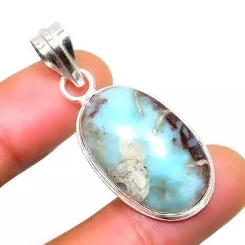 Республиканский Ларимар, драгоценный камень 925, посеребренная подвеска ручной работы, 1,70 дюйма 1.70 синий