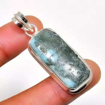 Республиканский Ларимар, драгоценный камень 925, посеребренная подвеска ручной работы, 1,89 дюйма 1.89 синий