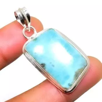 Республиканский Ларимар, драгоценный камень 925, посеребренная подвеска ручной работы, 1,70 дюйма 1.70 синий