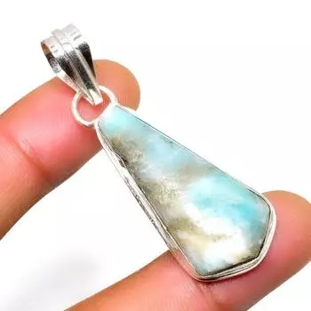 Республиканский Ларимар, драгоценный камень 925, посеребренная подвеска ручной работы, 1,89 дюйма 1.89 синий