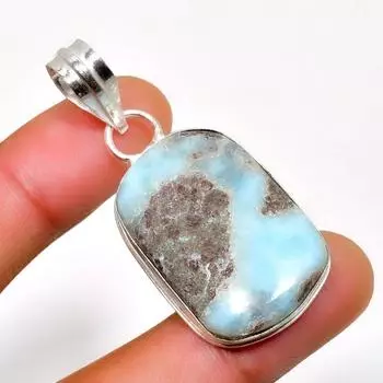Республиканский Ларимар, драгоценный камень 925, посеребренная подвеска ручной работы, 1,89 дюйма 1.89 синий
