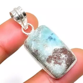 Республиканский Ларимар, драгоценный камень 925, посеребренная подвеска ручной работы, 1,51 дюйма 1.51 синий