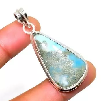 Республиканский Ларимар, драгоценный камень 925, посеребренная подвеска ручной работы, 1,89 дюйма 1.89 синий