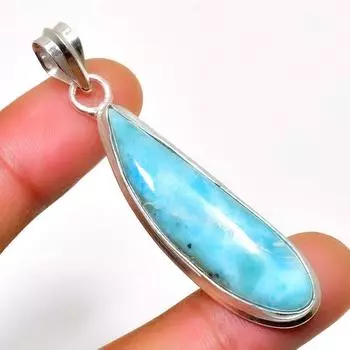 Республиканский Ларимар, драгоценный камень 925, посеребренная подвеска ручной работы, 2,08 дюйма 2.08 синий