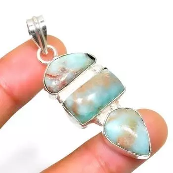 Республиканский Ларимар, драгоценный камень 925, посеребренная подвеска ручной работы, 2,08 дюйма 2.08 синий