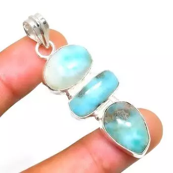 Республиканский Ларимар, драгоценный камень 925, посеребренная подвеска ручной работы, 2,08 дюйма 2.08 синий