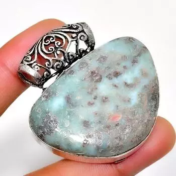 Республиканский Ларимар, драгоценный камень 925, посеребренная подвеска ручной работы, 1,89 дюйма 1.89 синий