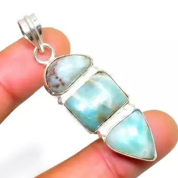 Республиканский Ларимар, драгоценный камень 925, посеребренная подвеска ручной работы, 2,08 дюйма 2.08 синий