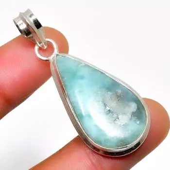 Республиканский Ларимар, драгоценный камень 925, посеребренная подвеска ручной работы, 1,89 дюйма 1.89 синий